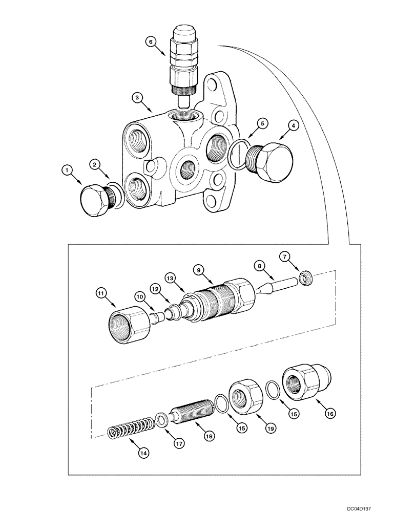 Схема запчастей Case 885 - (08.49[00]) - DISTRIBUTOR - OUTPUT VALVE (08) - HYDRAULICS