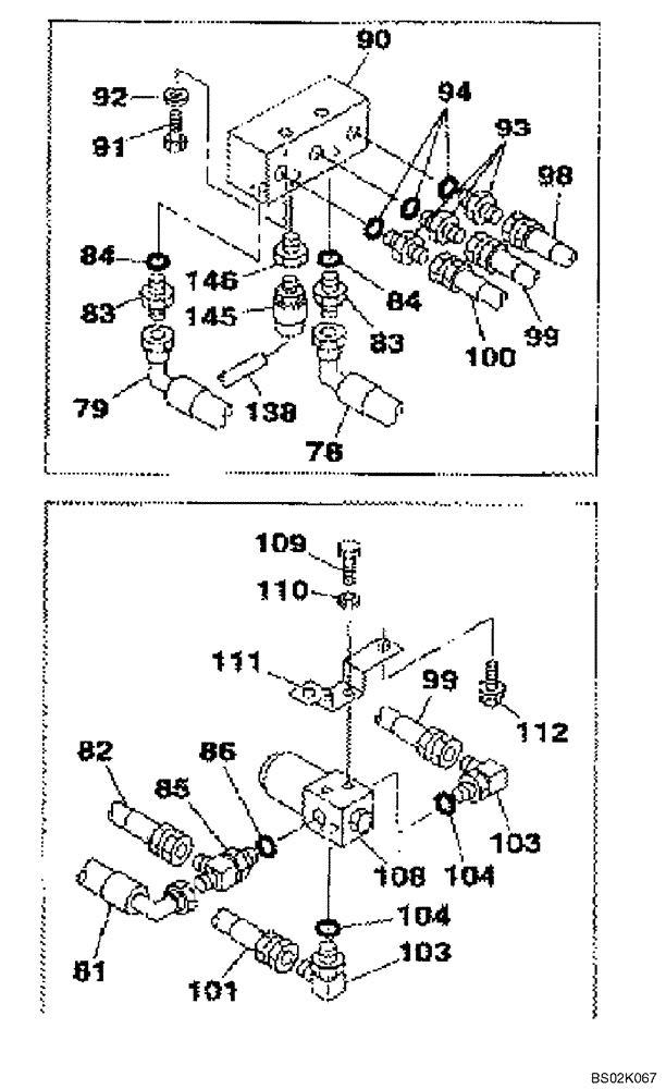 Схема запчастей Case CX330 - (08-044-00[01]) - HYDRAULICS, AUXILIARY - DOUBLE ACTING CIRCUIT, TRIGGER ACTIVATED (08) - HYDRAULICS