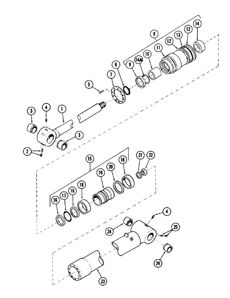 Схема запчастей Case 40 - (198) - TOOL CYLINDER, (5.50" ID X 36.30" STROKE) (35) - HYDRAULIC SYSTEMS