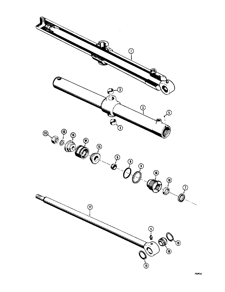 Схема запчастей Case 310G - (221A) - DOZER LIFT CYLS, MECH. ANGLING, PWR ANGLING & POWER TILT DOZERS, USES SPLIT SNAP IN OUTER ROD WIPER (07) - HYDRAULIC SYSTEM