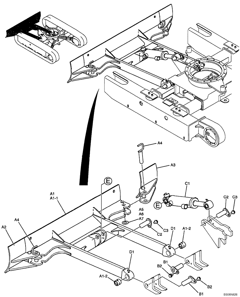 Схема запчастей Case CX17B - (02-010[00]) - DOZER ASSY, FRAME (PU51B00023F1, 25F1, 26F1, 24F1) (83) - TELESCOPIC SINGLE ARM