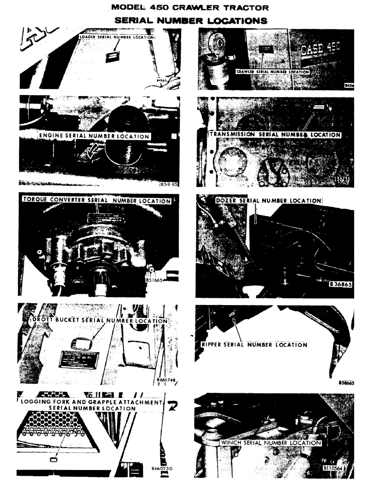 Схема запчастей Case 450 - (004) - SERIAL NUMBER LOCATIONS (00) - GENERAL