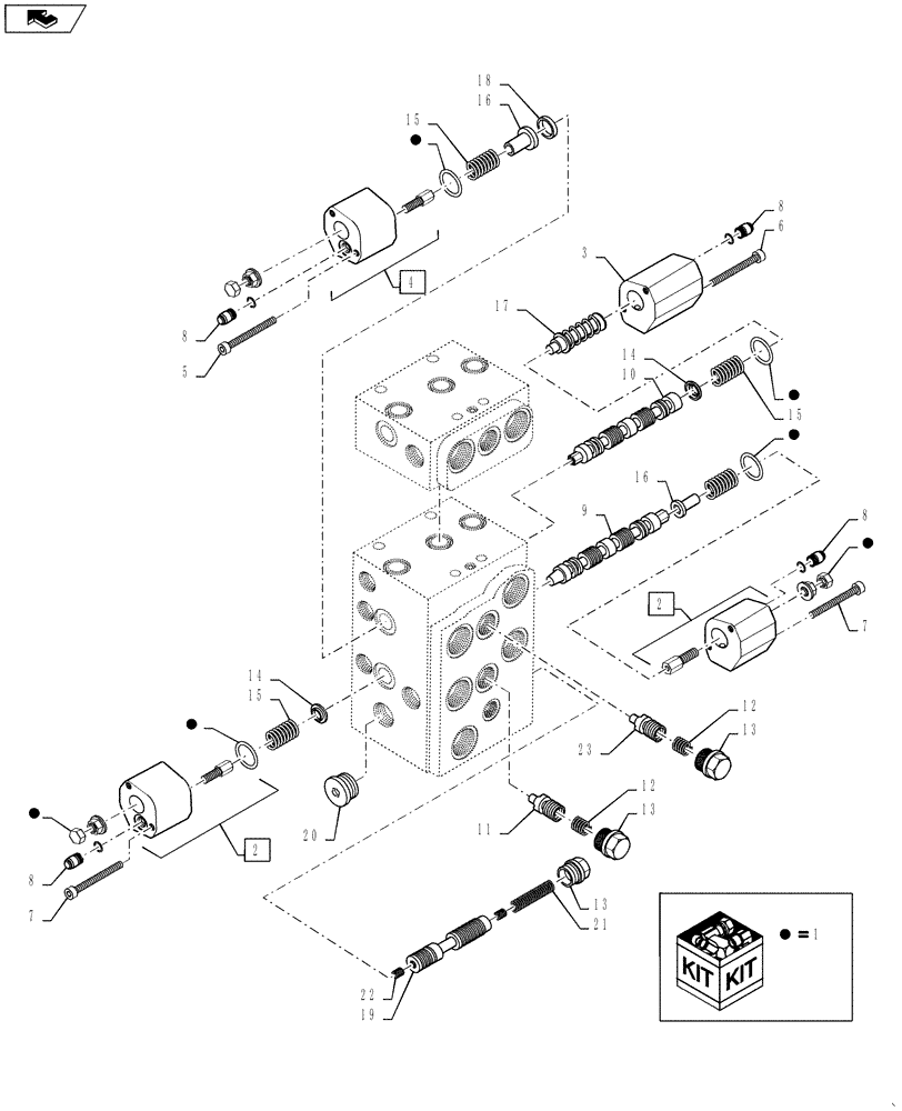 Схема запчастей Case 621F - (35.357.02[02]) - VALVE ASSEMBLY, PISTON AXIS, XT/TC (35) - HYDRAULIC SYSTEMS