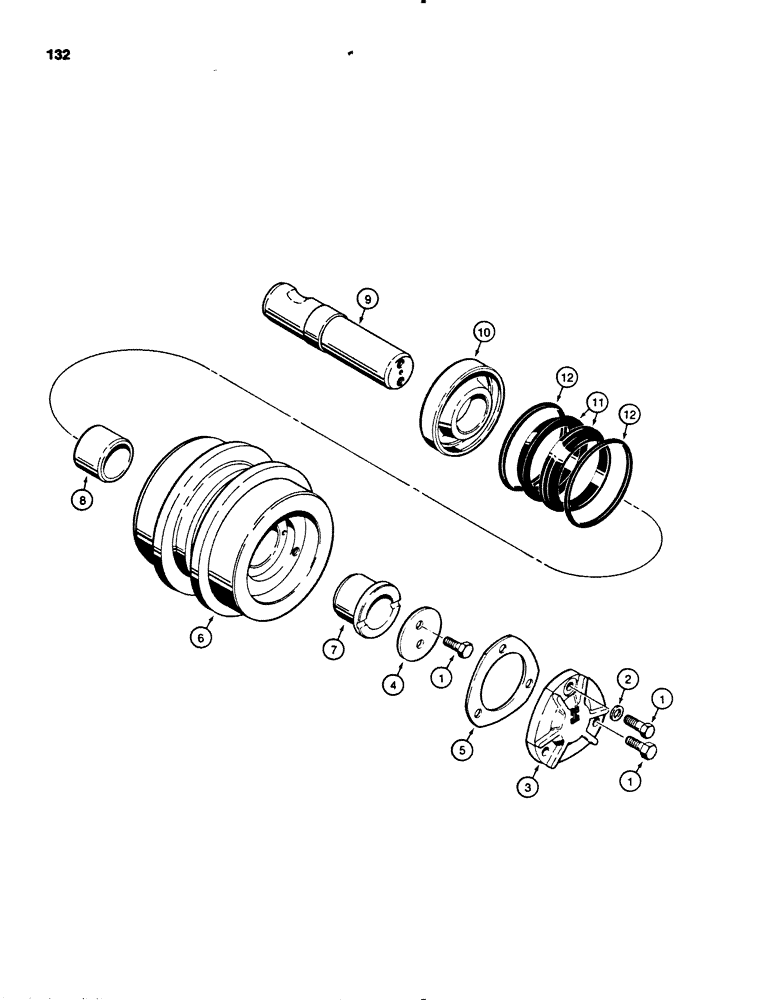 Схема запчастей Case 455B - (132) - R33965 TRACK CARRIER ROLLER (04) - UNDERCARRIAGE