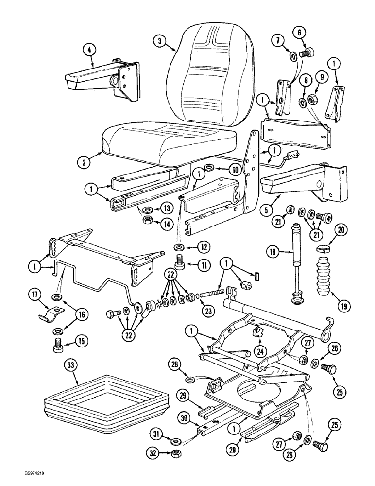 Схема запчастей Case 888 - (9D-16) - SEAT, P.I.N. 15401 THRU 15599 (09) - CHASSIS