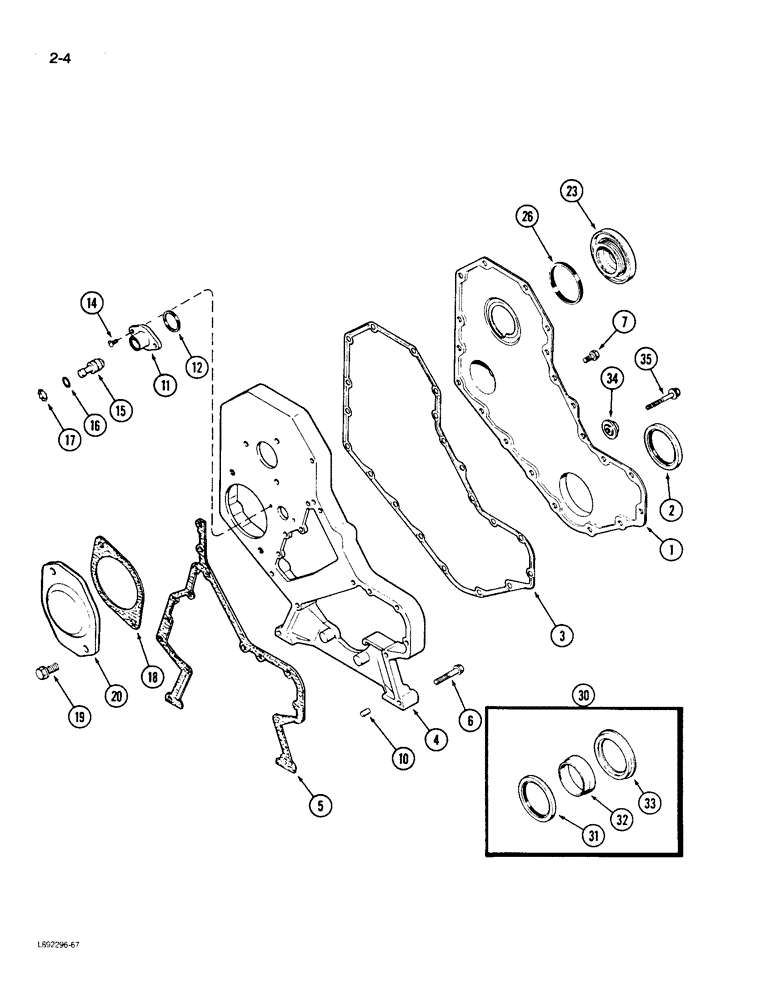 Схема запчастей Case 550 - (2-04) - FRONT GEAR COVER, 4-390 ENGINE, 4T-390 ENGINE (02) - ENGINE