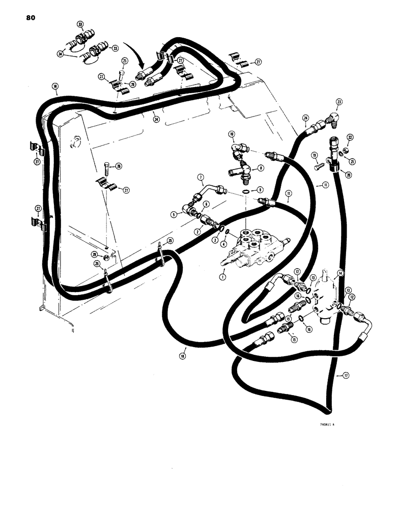 Схема запчастей Case 1816 - (80) - AUXILIARY HYDRAULIC CIRCUITS, USED BEFORE TRACTOR SERIAL NO. 9826660 (35) - HYDRAULIC SYSTEMS
