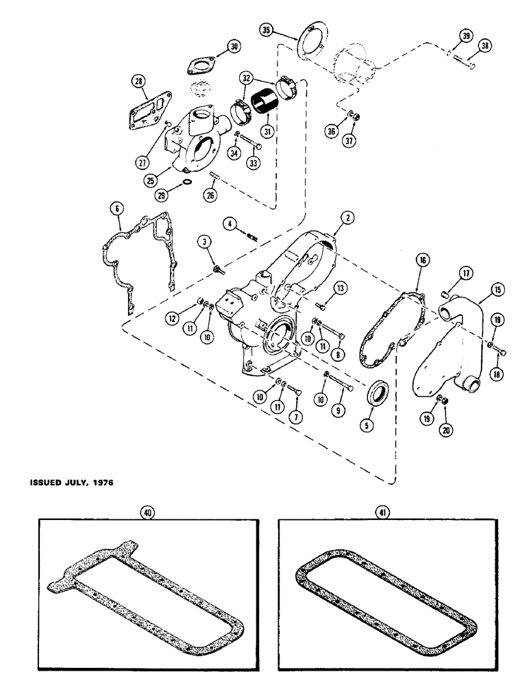 Схема запчастей Case 580 - (005G) - TIMING GEAR COVER, (188) DIESEL ENGINE, CONVERSION KIT, TO COVERT 1 PIECE COVER TO 2 PIECE COVER (10) - ENGINE