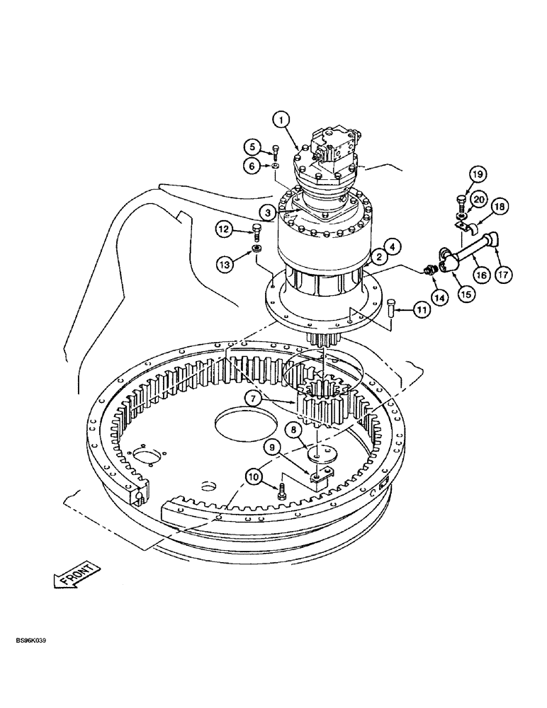 Схема запчастей Case 9060B - (8-150) - SWING DRIVE ASSEMBLY AND MOUNTING (08) - HYDRAULICS