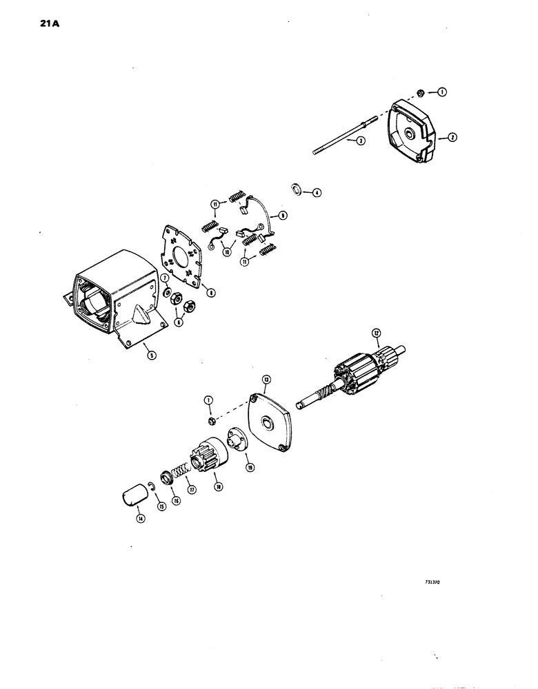 Схема запчастей Case 1816 - (21A) - D61880 STARTER, TECUMSEH #33835 - SQUARE HOUSING (10) - ENGINE