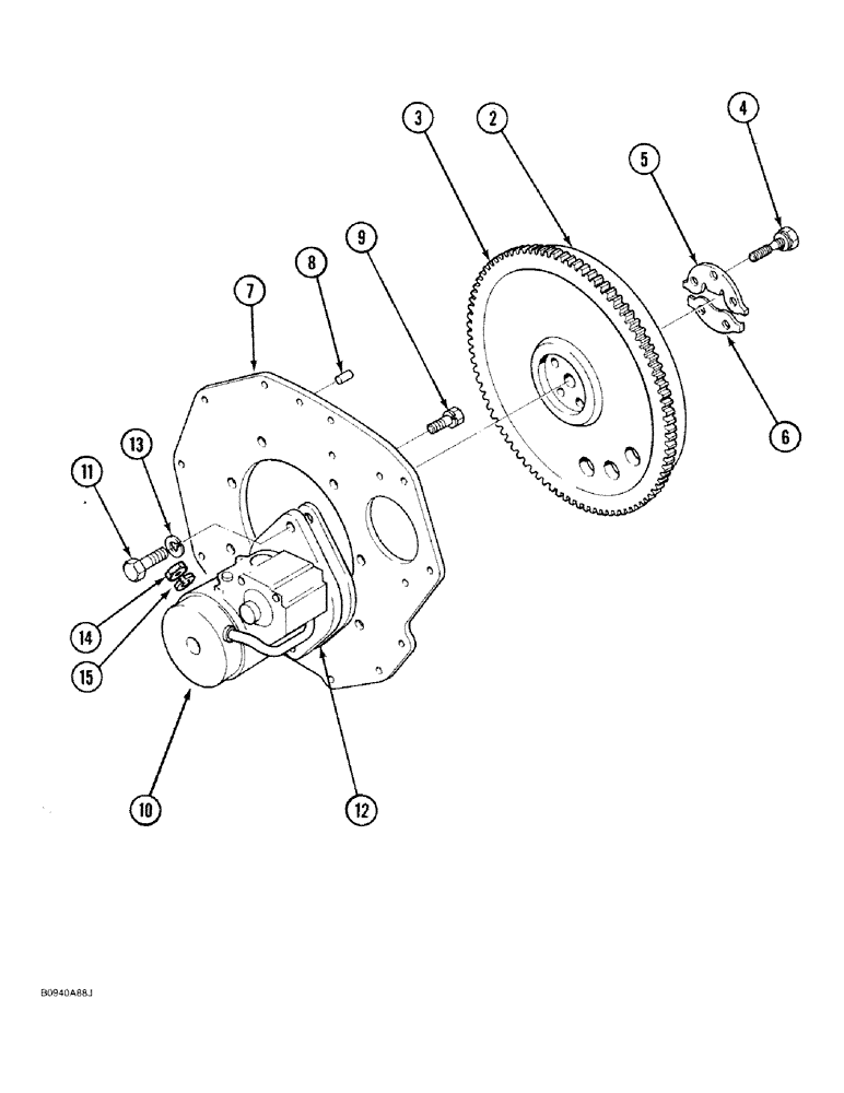 Схема запчастей Case 1818 - (2-36) - FLYWHEEL AND STARTER MOTOR, DIESEL MODELS (02) - ENGINE