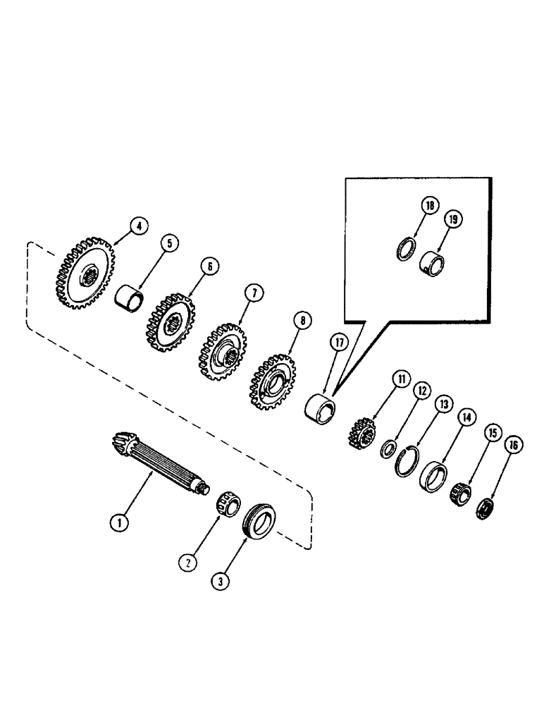 Схема запчастей Case 580 - (111A) - TRANSMISSION COUNTERSHAFT (21) - TRANSMISSION