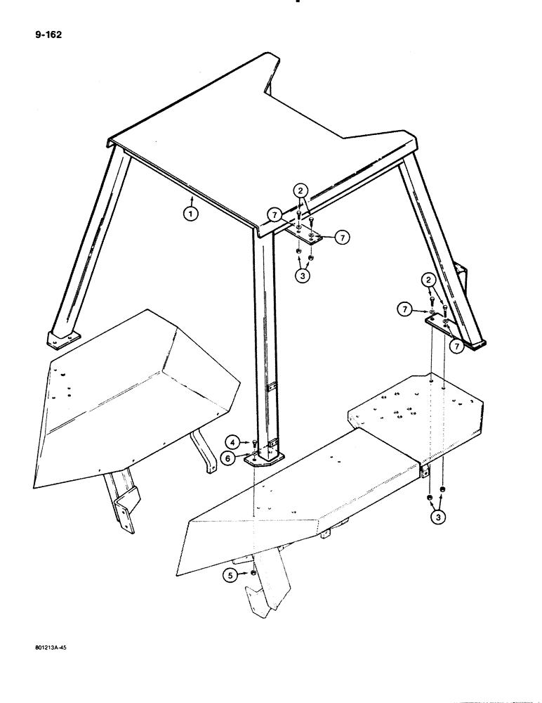 Схема запчастей Case 480E - (9-162) - ROPS CANOPY, 480E LL MODELS ONLY (09) - CHASSIS/ATTACHMENTS