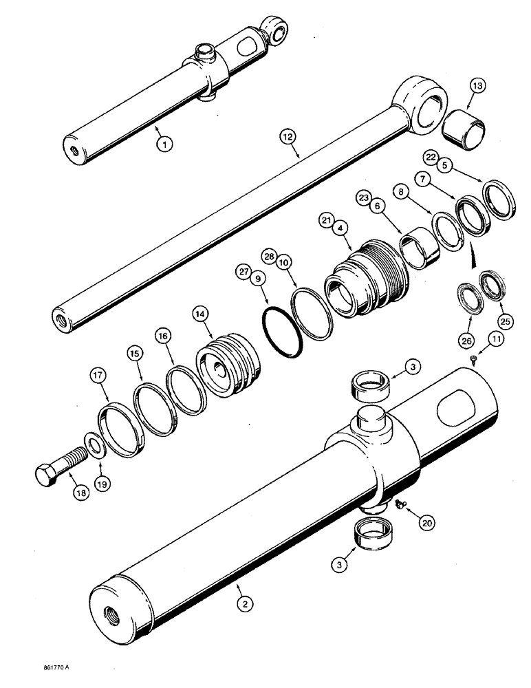 Схема запчастей Case 590 - (8-104) - G108486 LOADER BUCKET CYLINDERS (08) - HYDRAULICS