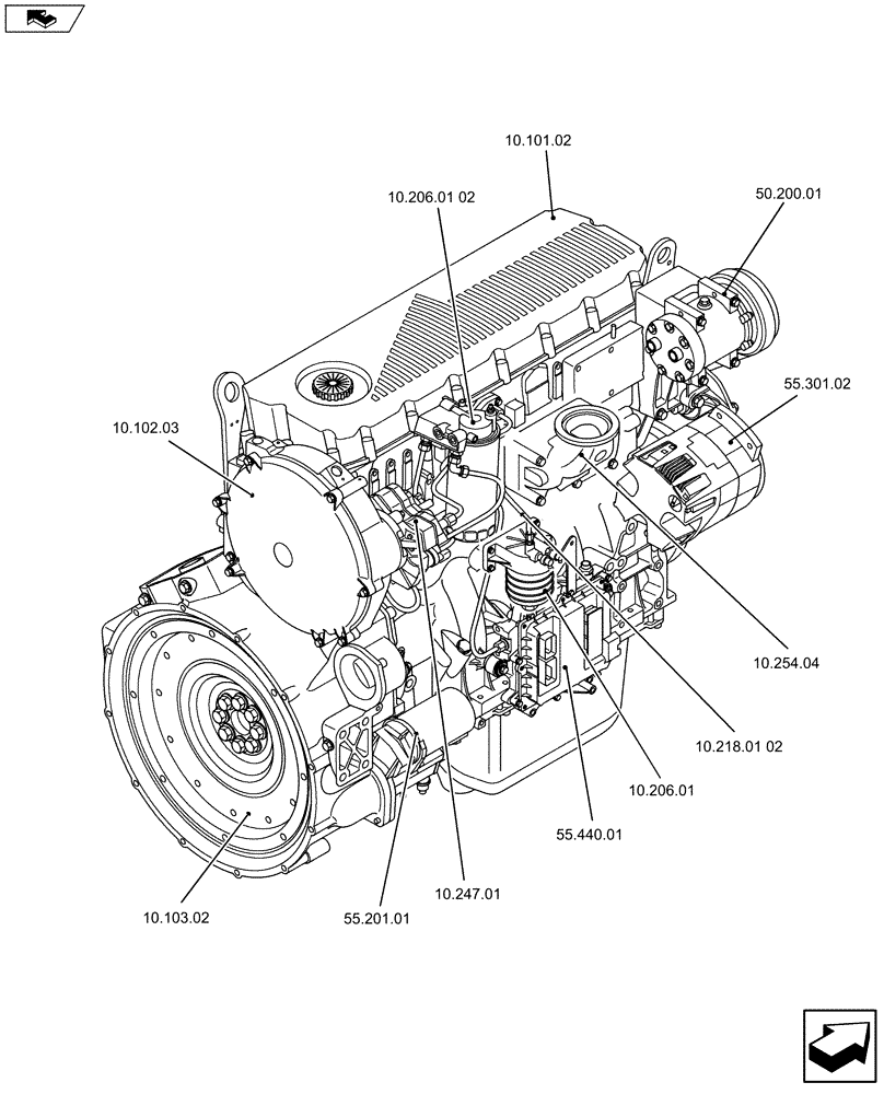 Схема запчастей Case 1121F - (10.000.01[02]) - PICTORIAL INDEX - ENGINE (10) - ENGINE