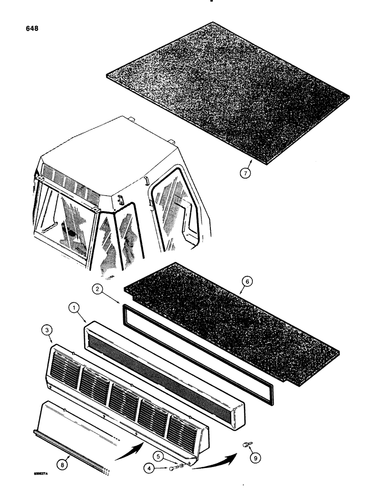 Схема запчастей Case 580E - (648) - CAB AIR FILTER AND ROOF INSULATION (09) - CHASSIS/ATTACHMENTS