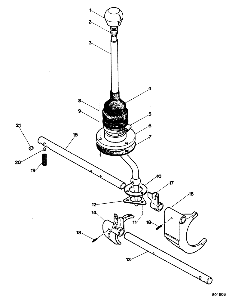 Схема запчастей Case 580G - (160) - TRANSAXLE - GEAR SELECTOR MECHANISM (06) - POWER TRAIN