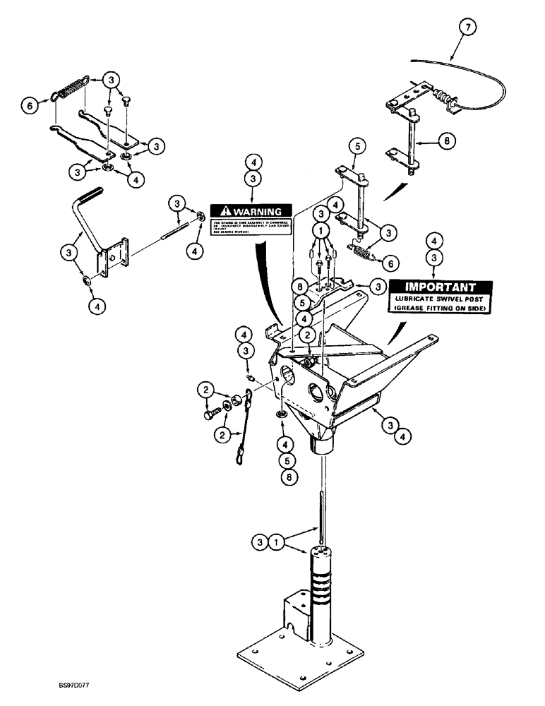 Схема запчастей Case 590L - (9-092) - STANDARD SEAT SUPPORT AND PEDESTAL (09) - CHASSIS/ATTACHMENTS