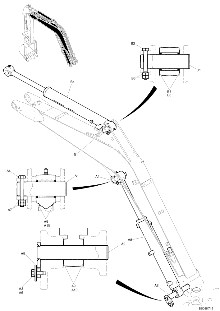 Схема запчастей Case CX27B BTW - (03-004) - CYINDER INSTAL (CANOPY) (PV02B00167F1, PV02B00154F1) (35) - HYDRAULIC SYSTEMS