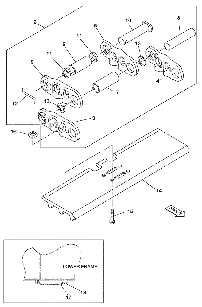 Схема запчастей Case CX300C - (05-006-00[01]) - TRACK - FOOTSTEP - 600 MM (11) - TRACKS/STEERING