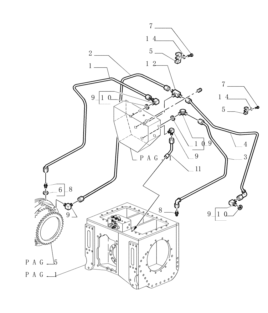 Схема запчастей Case 1850K - (1.266[06]) - REAR TRANSMISSION - PIPING (29) - HYDROSTATIC DRIVE