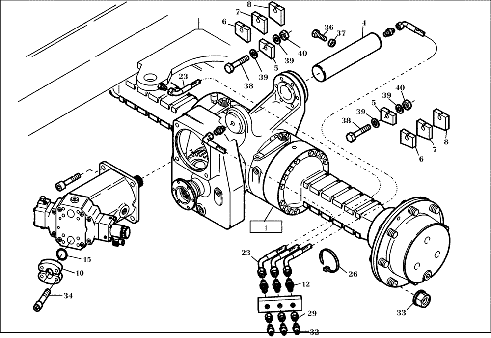 Схема запчастей Case 221D - (02.020[001]) - REAR AXLE INSTALLATION STANDARD (S/N 581101-UP) (27) - REAR AXLE SYSTEM