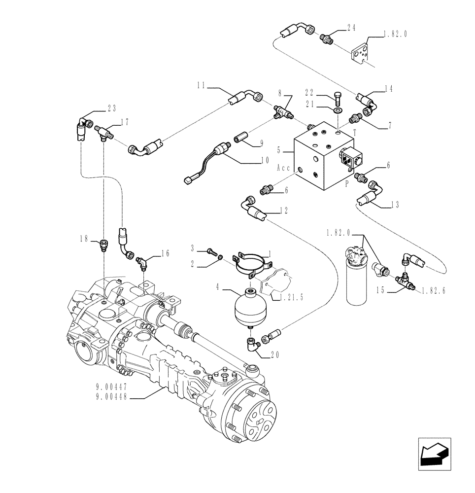 Схема запчастей Case TX1055 - (1.65.A[01]) - PARKING BRAKE (33) - BRAKES & CONTROLS