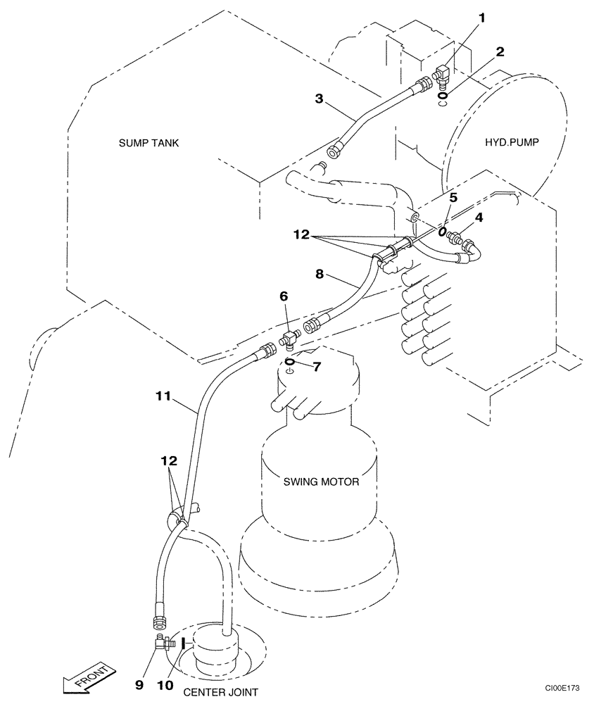 Схема запчастей Case CX290 - (08-07) - HYDRAULICS - DRAIN LINE (08) - HYDRAULICS