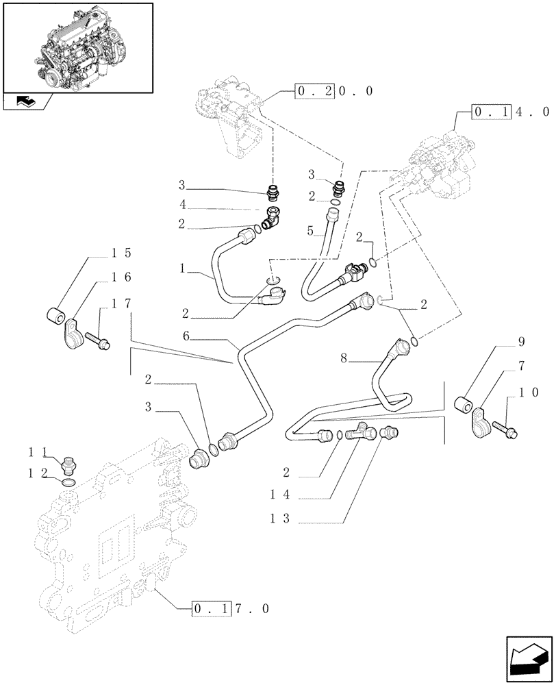 Схема запчастей Case F2CE9684P E007 - (0.20.3) - FUEL LINES & RELATED PARTS (504192460) 