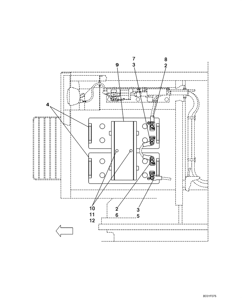 Схема запчастей Case CX800 - (04-10) - BATTERY - CABLES (04) - ELECTRICAL SYSTEMS