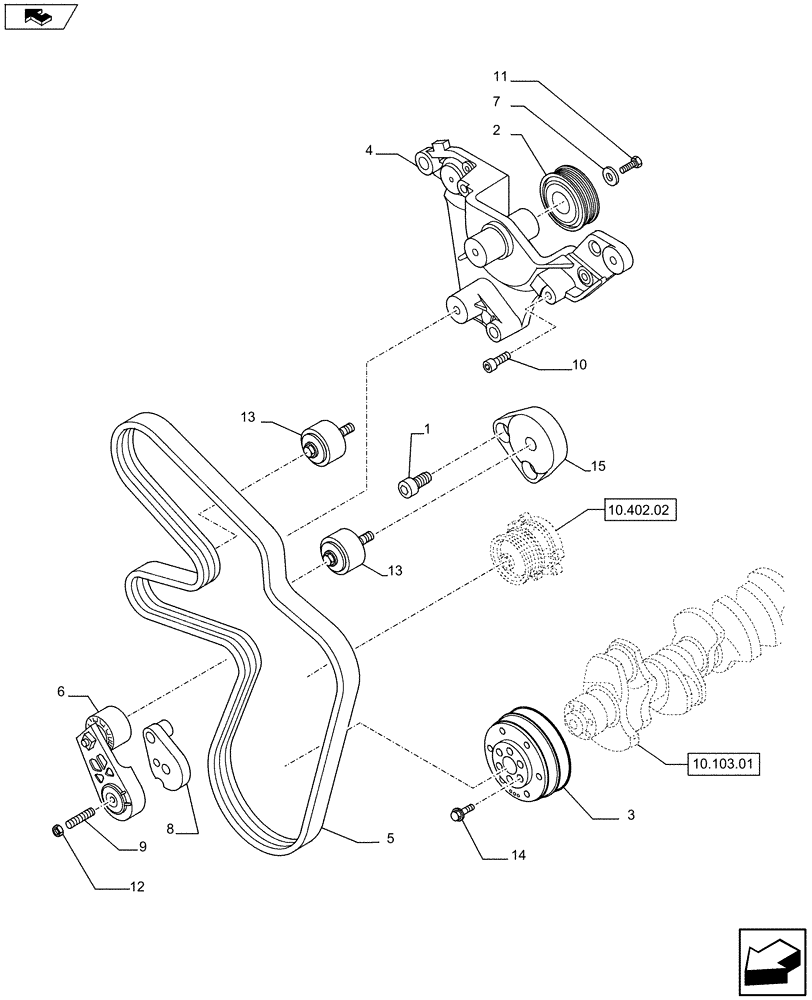 Схема запчастей Case F3DFA613B E003 - (10.103.04[01]) - DAMPER - PULLEY (504386685) (10) - ENGINE