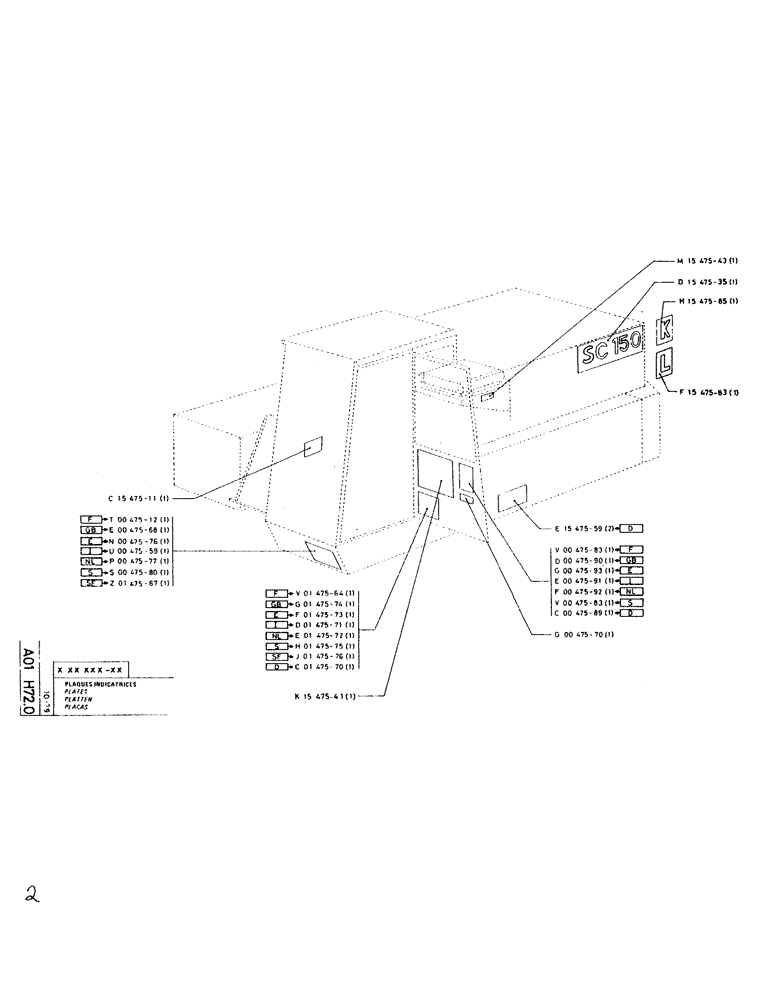 Схема запчастей Case SC150L - (001-2) - PLATES 