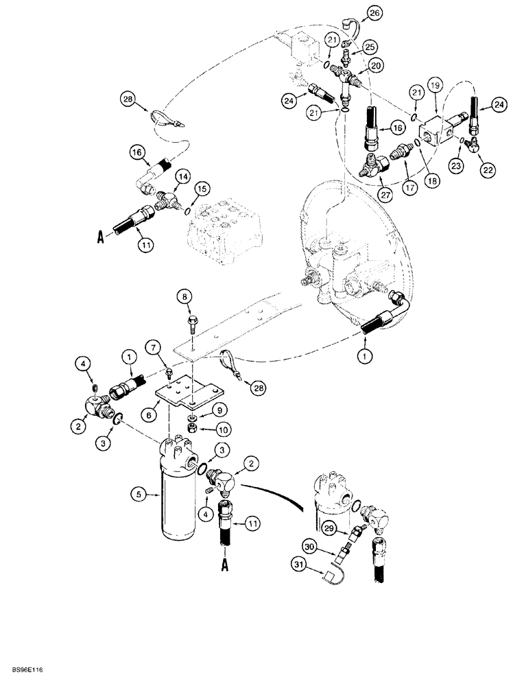 Схема запчастей Case 650G - (6-26) - CRAWLER HYDRAULIC CIRCUIT - TORQUE CONVERTER TO TRANSMISSION (06) - POWER TRAIN