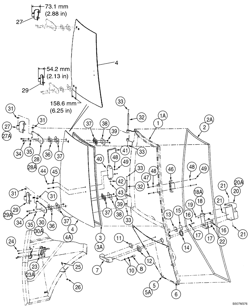 Схема запчастей Case 580M - (09-55) - CAB - DOORS (09) - CHASSIS/ATTACHMENTS