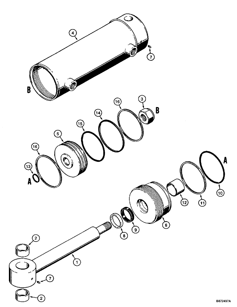 Схема запчастей Case 560 - (8-148) - PLOW SWING CYLINDER ASSEMBLY - H673704, P85 PLOW (08) - HYDRAULICS