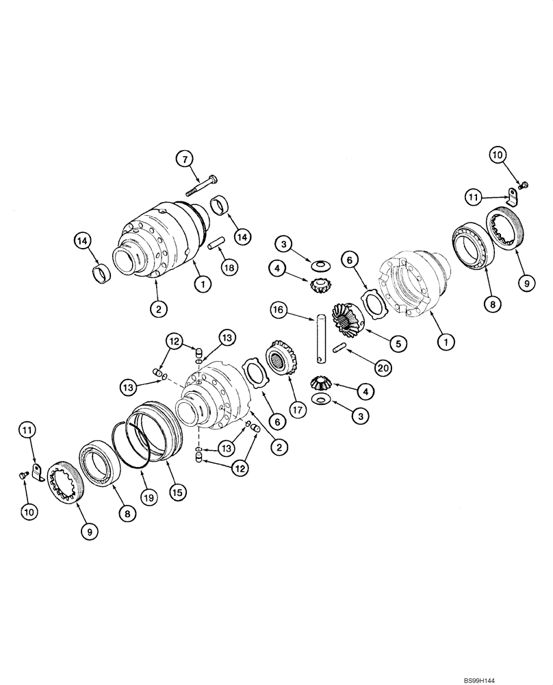 Схема запчастей Case 580M - (06-27) - AXLE, REAR DRIVE - DIFFERENTIAL (384952A1 AXLE / 2 SPIDER DIFFERENTIAL) (06) - POWER TRAIN