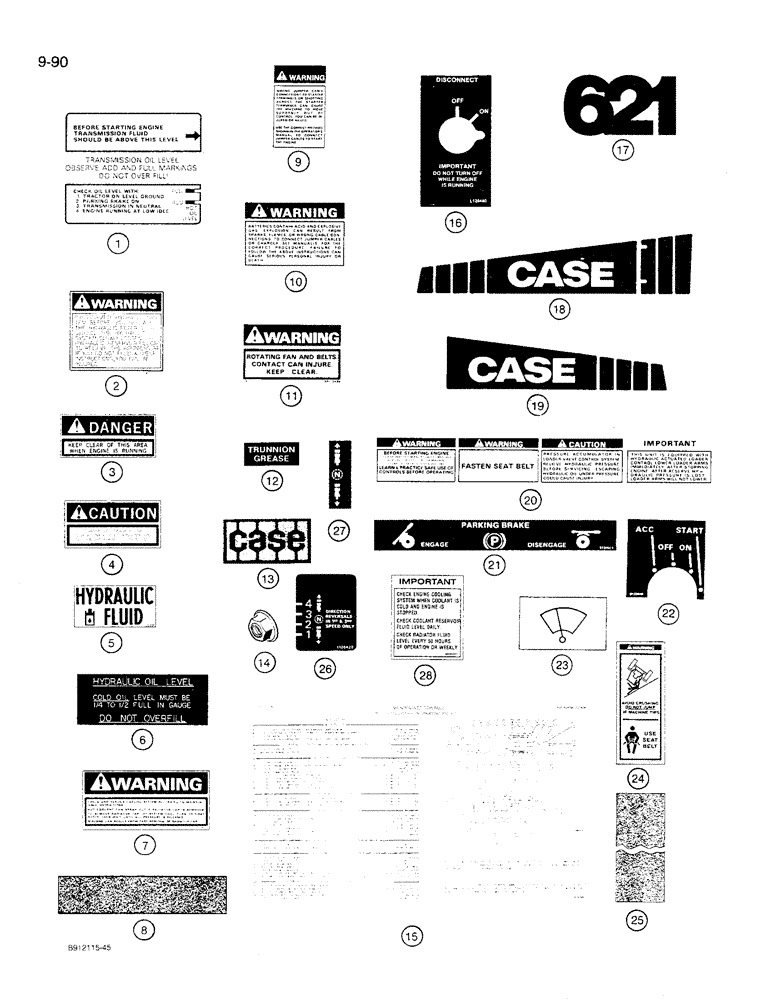 Схема запчастей Case 621 - (9-90) - DECALS (09) - CHASSIS/ATTACHMENTS