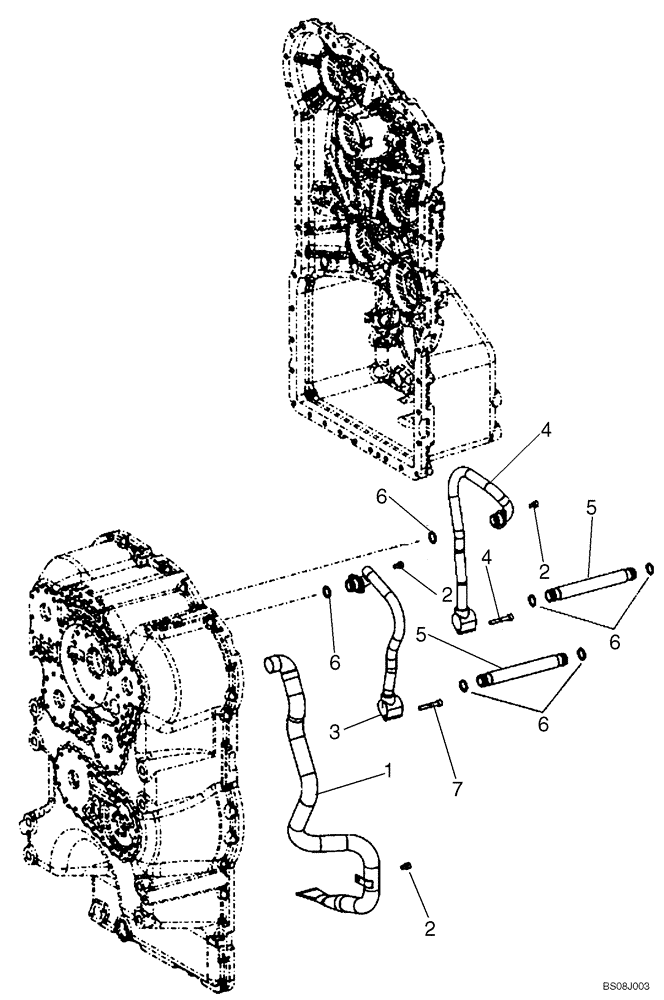 Схема запчастей Case 721E - (06-23) - TRANSMISSION ASSY - HOUSING TUBES - P.I.N. N8F203816 AND AFTER (06) - POWER TRAIN