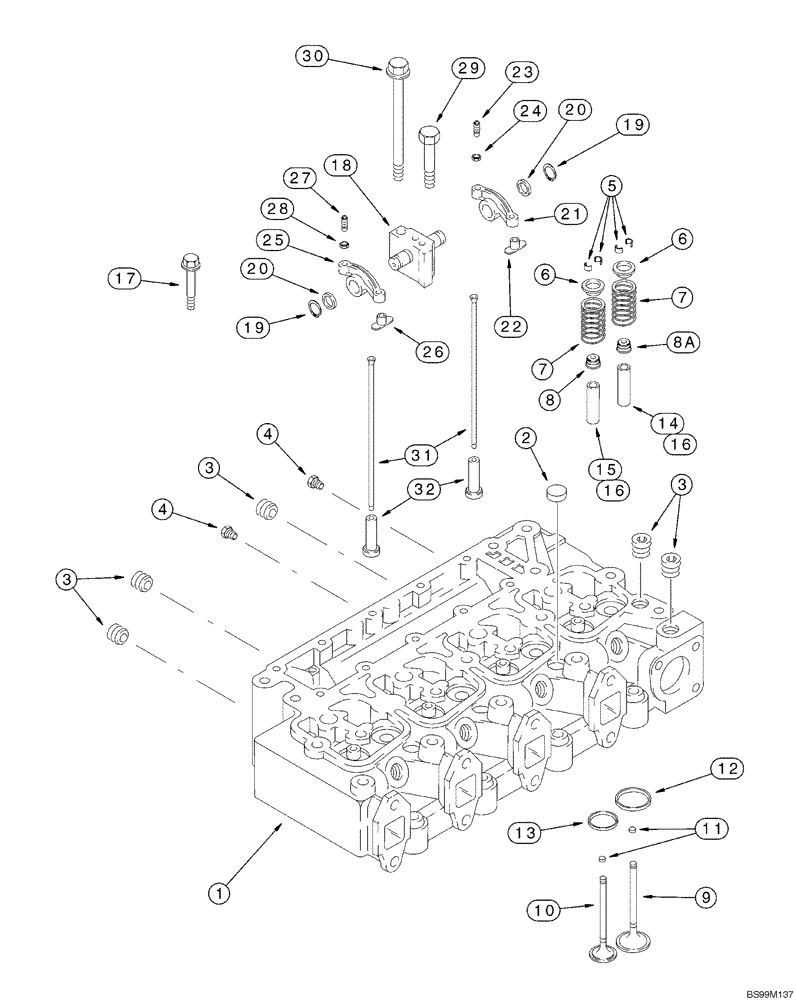 Схема запчастей Case 550H-IND - (02-19) - CYLINDER HEAD, VALVE MECHANISM, 4-390 EMISSIONS CERTIFIED ENGINE (02) - ENGINE