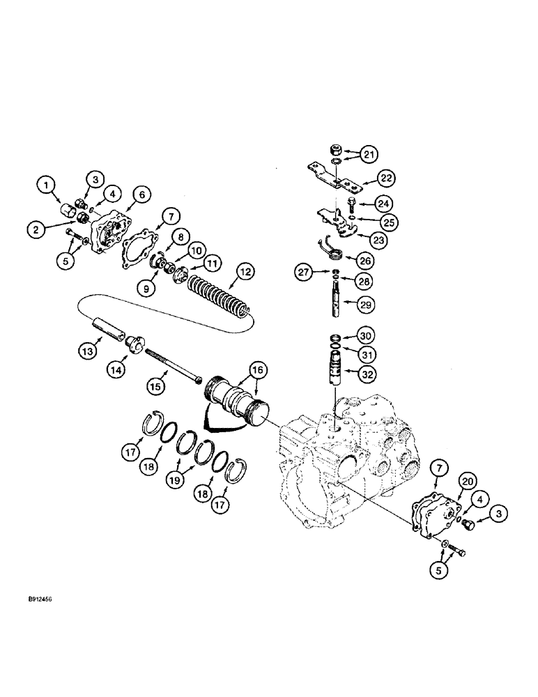 Схема запчастей Case 860 - (6-14) - GROUND DRIVE PUMP ASSEMBLY (REAR SECTION) - H674754 - NEUTRAL START AND SERVO (06) - POWER TRAIN