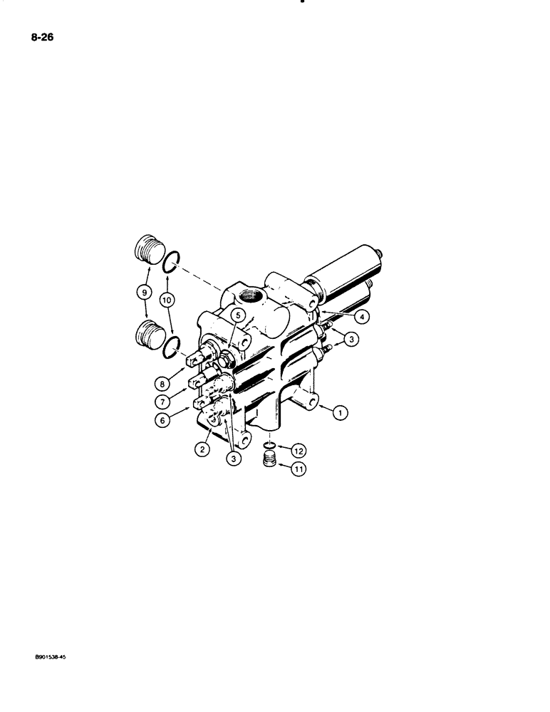 Схема запчастей Case W18B - (8-26) - L127095 LOADER CONTROL VALVE - 3 SPOOL (08) - HYDRAULICS