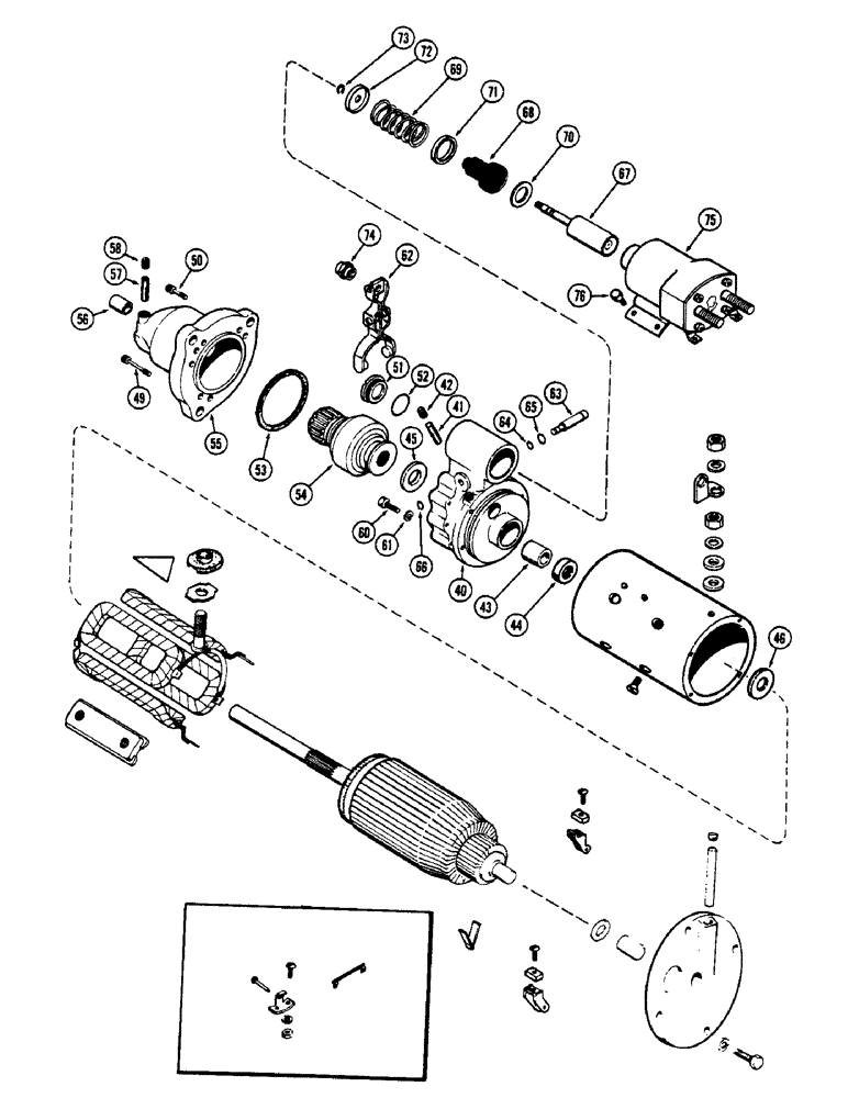 Схема запчастей Case 825 - (060) - R26136 STARTER, (336BD) AND (336BDT) DIESEL ENGINES, FIRST USED TRACTOR SERIAL NUMBER 9110276 (06) - ELECTRICAL SYSTEMS