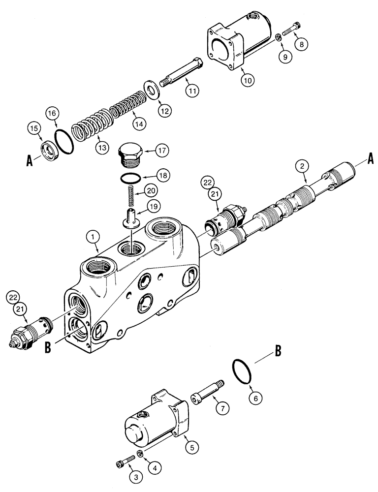 Схема запчастей Case 621C - (08-029) - VALVE SECTION LOADER AUXILIARY (08) - HYDRAULICS