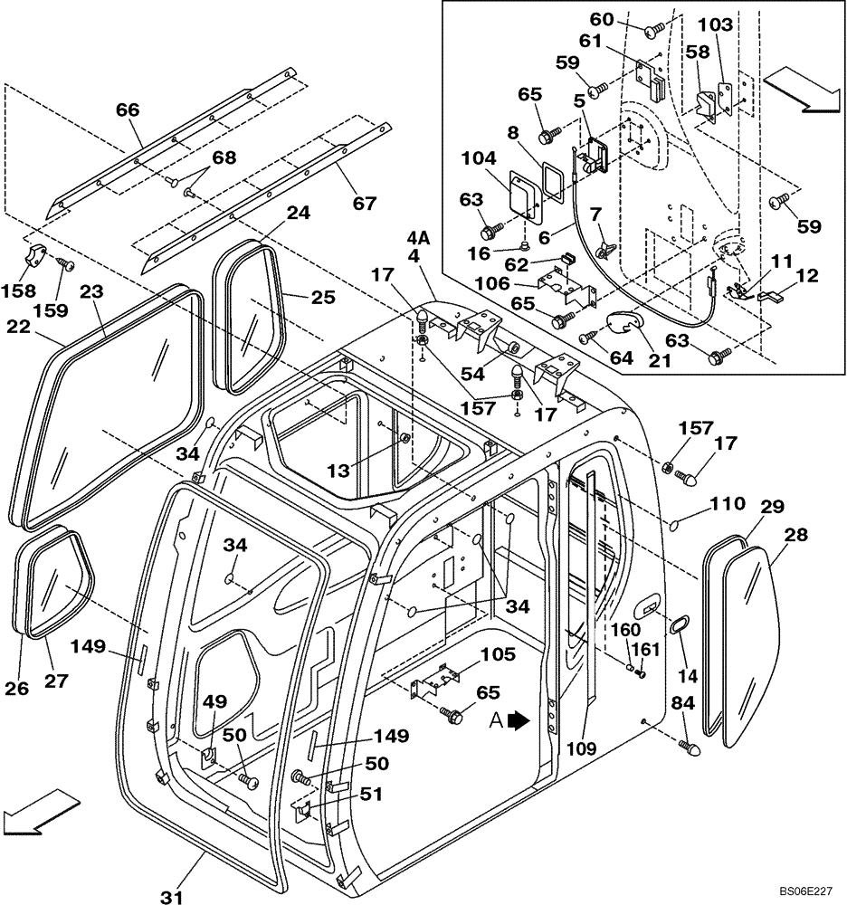 Схема запчастей Case CX800 - (09-34) - CAB - GLASS (09) - CHASSIS