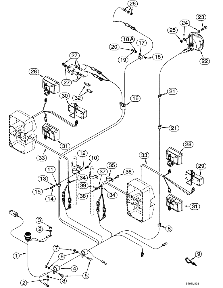 Схема запчастей Case 821C - (04-05) - HARNESS, FRONT - LAMPS AND SWITCHES (Nov 11 2008 10:49AM) (04) - ELECTRICAL SYSTEMS