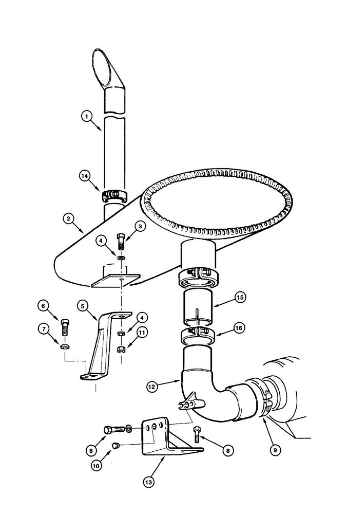 Схема запчастей Case 845 - (02.07[00]) - MUFFLER AND EXHAUST SYSTEM (02) - ENGINE