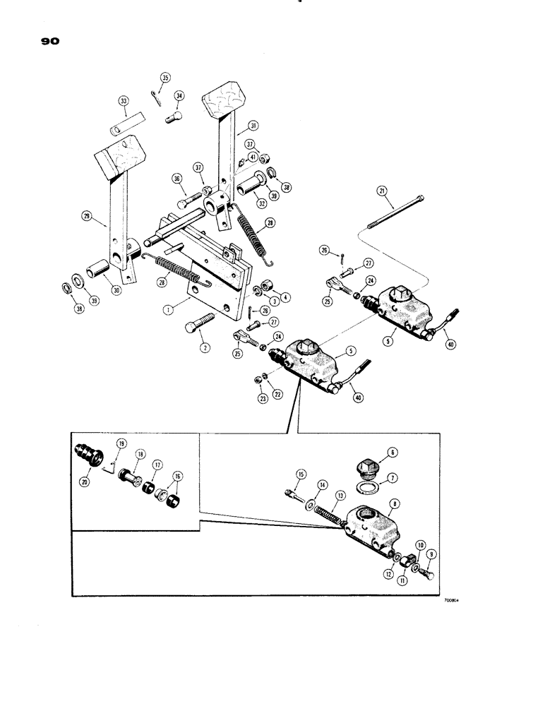 Схема запчастей Case 1150 - (090) - BRAKE PEDALS (04) - UNDERCARRIAGE