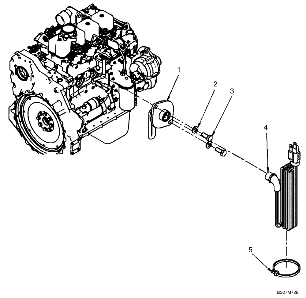 Схема запчастей Case 521E - (02-42) - ENGINE - BLOCK HEATER (02) - ENGINE