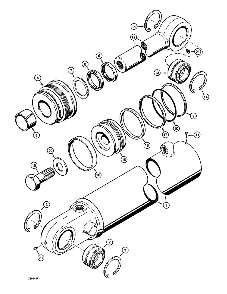 Схема запчастей Case 1150E - (8-076) - G110702 DOZER ANGLE CYLINDER, LONG TRACK ANGLE TILT DOZER MODELS (08) - HYDRAULICS