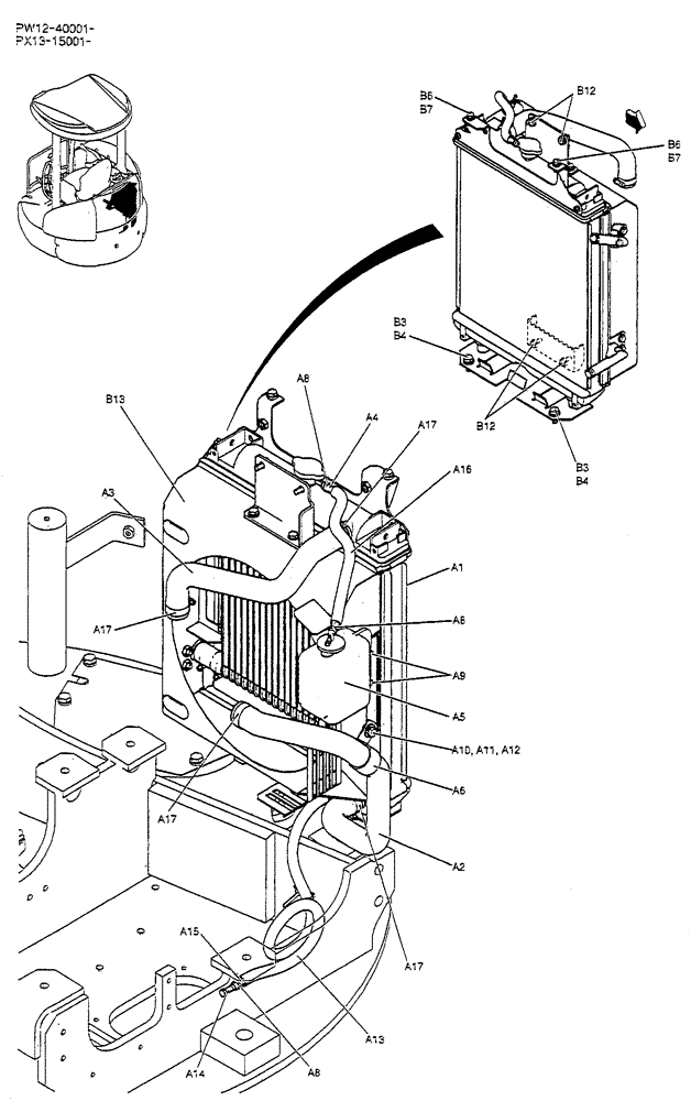 Схема запчастей Case CX36B - (01-007) - RADIATOR INSTAL (10) - ENGINE